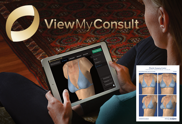 A patient viewing the plastic surgery outcome via Canfields ViewMyConsult